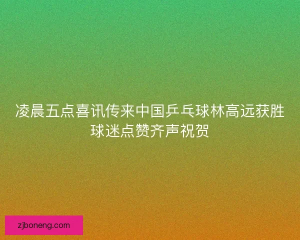凌晨五点喜讯传来中国乒乓球林高远获胜球迷点赞齐声祝贺