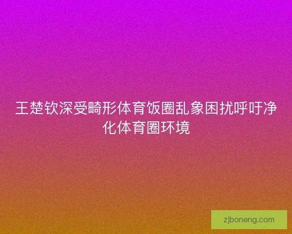 王楚钦深受畸形体育饭圈乱象困扰呼吁净化体育圈环境