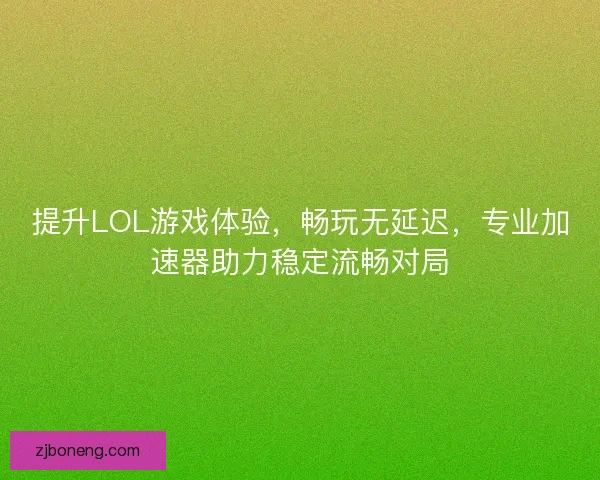 提升LOL游戏体验，畅玩无延迟，专业加速器助力稳定流畅对局