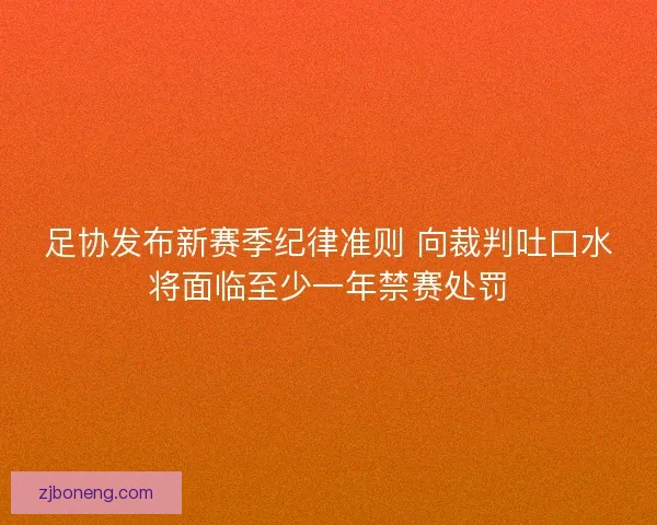 足协发布新赛季纪律准则 向裁判吐口水将面临至少一年禁赛处罚
